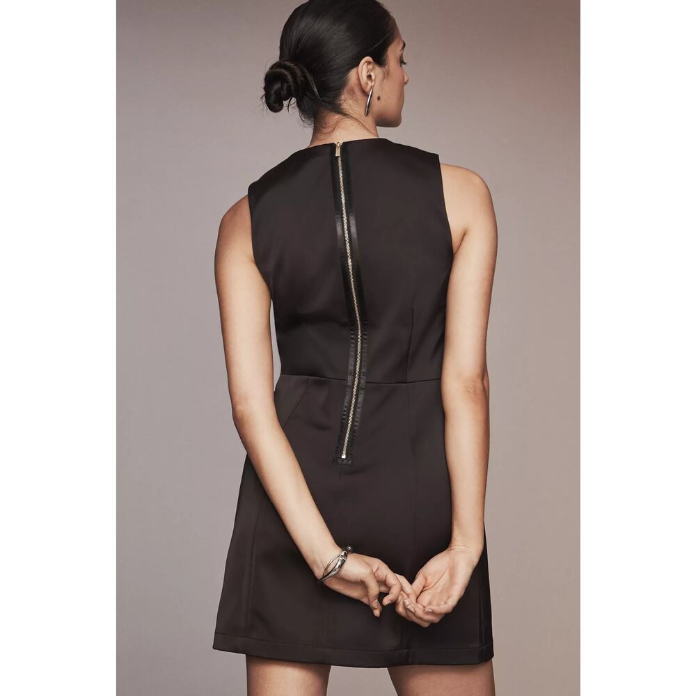New Anthropologie Sleeveless Square Neck Shift Mini Dress $178 Brown Size 8 - Picture 4 of 5
